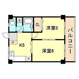須磨離宮前グリーンハイツ 2Kの間取図画像