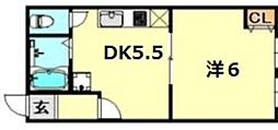 風早ビル 1DKの間取図画像