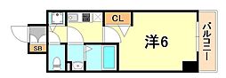 プレサンス三宮エレガンシア 1Kの間取図画像