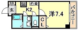 神戸アスタカレッジハイツ 1Kの間取図画像