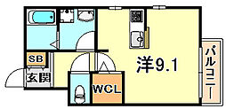 ヘーベルメゾン東須磨 1SKの間取図画像