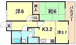 兵庫駅前アーバンライフ 3Kの間取図画像