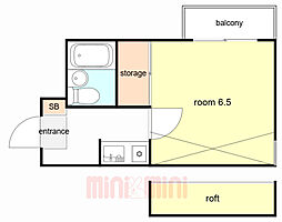 ハーバーコート神戸 1Kの間取図画像