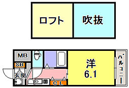 エステムコート三宮EASTポルトマーレ 1Kの間取図画像