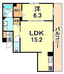 シャーメゾンCoCo三宮 1LDKの間取図画像