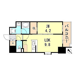 CREATEVIEW三宮磯上公園 1LDKの間取図画像