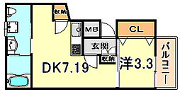 Palos須磨浦通 1DKの間取図画像