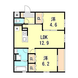 ブル・マリーノ衣掛 2LDKの間取図画像