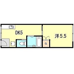 西原コーポ 1DKの間取図画像