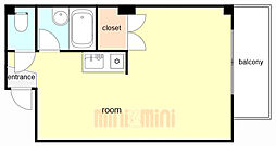 ハウスアサヒ屋 1Kの間取図画像