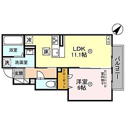 セレーノ五宮町 1LDKの間取図画像
