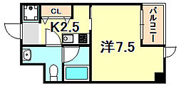 LiAnge兵庫本町 1Kの間取図画像
