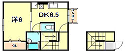グレース東川崎 1DKの間取図画像