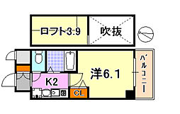 エステムコート神戸県庁前3フィエルテ 1Kの間取図画像