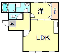 アルカディア三宮 1LDKの間取図画像