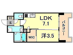 セレニテ三宮プリエ 1LDKの間取図画像