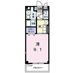 ヒルコート北野 1Kの間取図画像