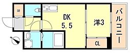 セレニテ神戸元町クレア 1DKの間取図画像