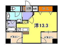 プレジール三ノ宮 1Kの間取図画像