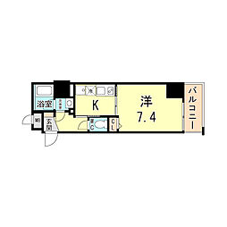 アプリーレ三宮イースト 1Kの間取図画像