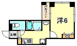 CITYSPIRE神戸元町 1Kの間取図画像