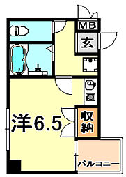 摂建ビルド ワンルームの間取図画像