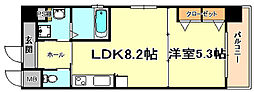 プリオーレ三宮 1LDKの間取図画像