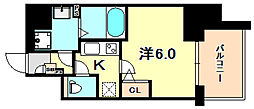 エスリード神戸三宮 1Kの間取図画像