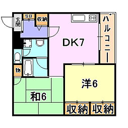 アソテア神戸 2DKの間取図画像
