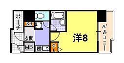 ラナップスクエア三宮プライム 1Kの間取図画像