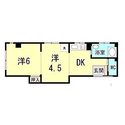 青電マンション 2DKの間取図画像