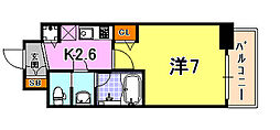 アスヴェル神戸ハーバーサイド 1Kの間取図画像