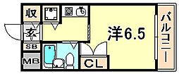 ジョイフル兵庫 1Kの間取図画像