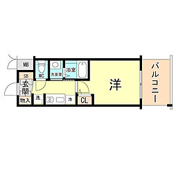 エステムコート神戸大倉山公園 1Kの間取図画像