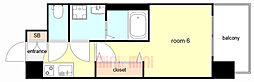 エステムコート三宮EASTVルシーダ 1Kの間取図画像
