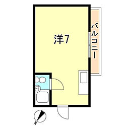 中内ハイツ ワンルームの間取図画像