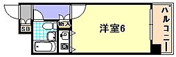朝日プラザαポート神戸 ワンルームの間取図画像
