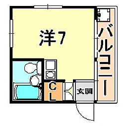 カーサ兵庫 ワンルームの間取図画像