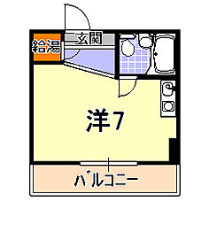 カサベラ花隈 ワンルームの間取図画像