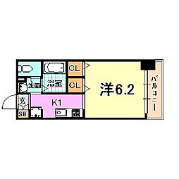 RESIDIA神戸元町 1Kの間取図画像