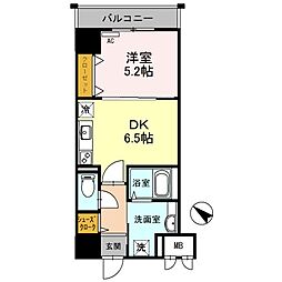 フォレ・リビエール磯辺通 1DKの間取図画像
