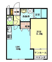 ニアステーション2 1LDKの間取図画像