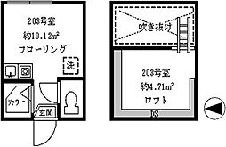 フェリスドルチェ ワンルームの間取図画像
