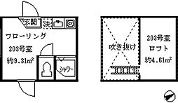 エース鷺宮 ワンルームの間取図画像