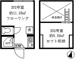 ティ・アーモコルテス ワンルームの間取図画像