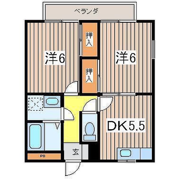 ストークハイツＢ 102｜神奈川県足柄上郡大井町上大井(賃貸アパート2DK・1階・43.47㎡)の写真 その2