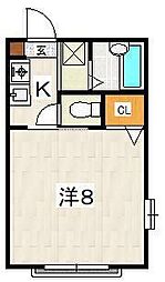 フローラ本多 1Kの間取図画像