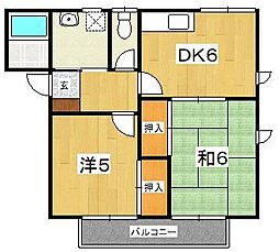 サンコーポニューイーグル1 2DKの間取図画像