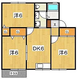 クレールC 3DKの間取図画像