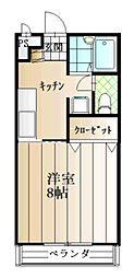 セリーン・ハイツ 1Kの間取図画像